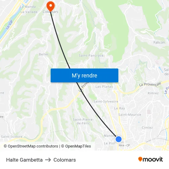 Halte Gambetta to Colomars map