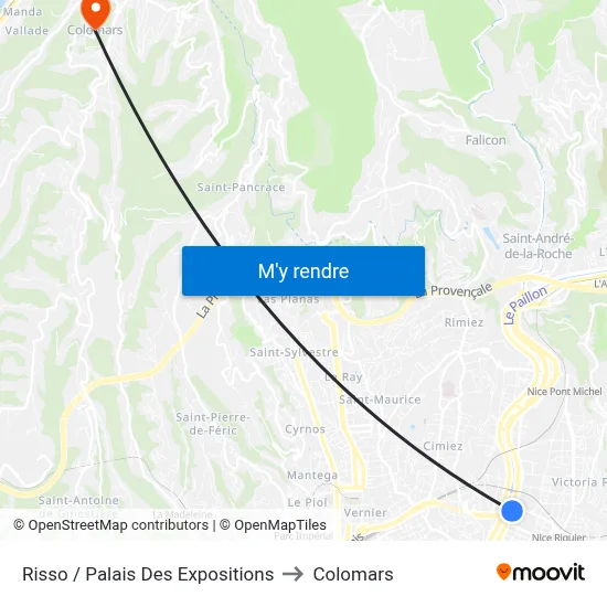 Risso / Palais Des Expositions to Colomars map