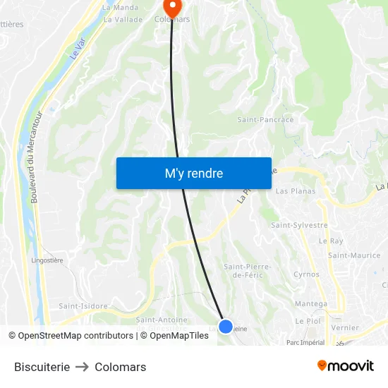 Biscuiterie to Colomars map
