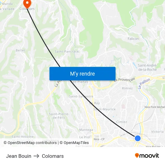 Jean Bouin to Colomars map