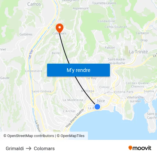 Grimaldi to Colomars map
