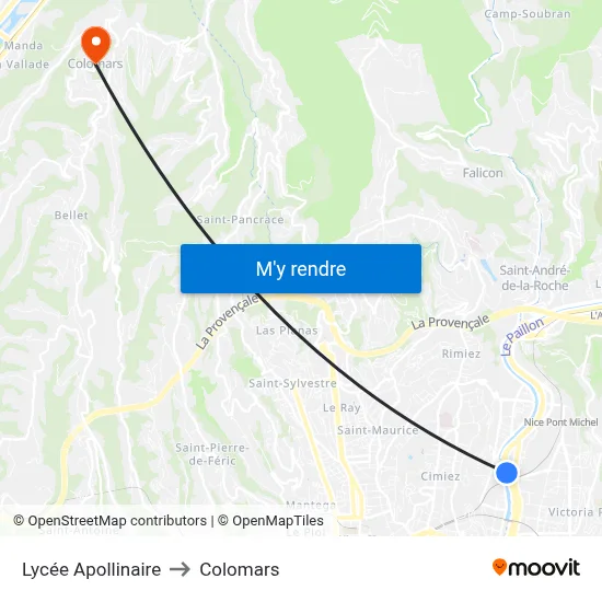 Lycée Apollinaire to Colomars map