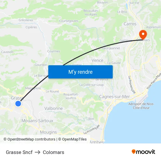 Grasse Sncf to Colomars map