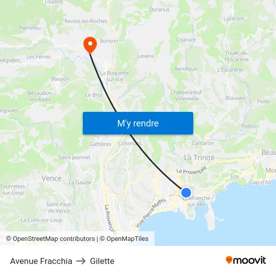 Avenue Fracchia to Gilette map
