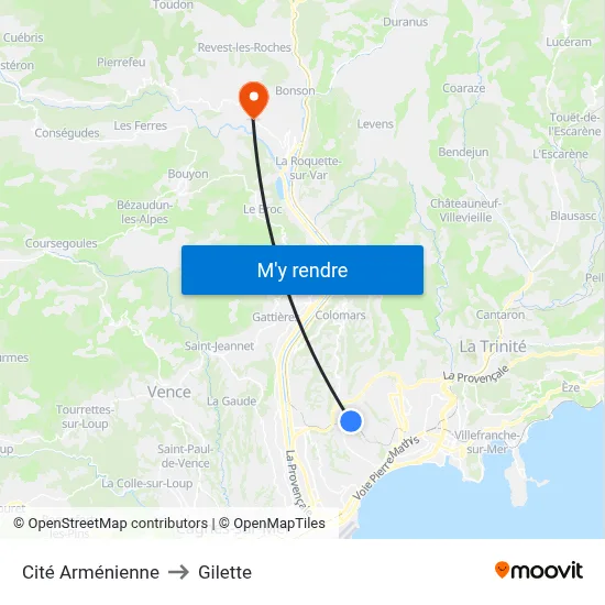Cité Arménienne to Gilette map