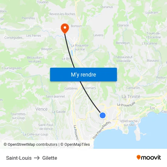 Saint-Louis to Gilette map
