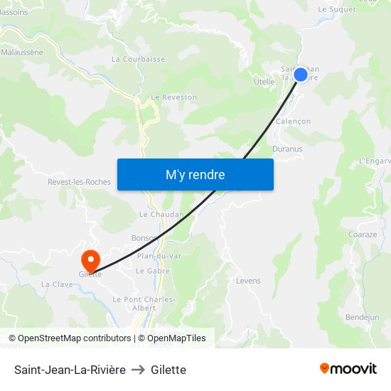Saint-Jean-La-Rivière to Gilette map