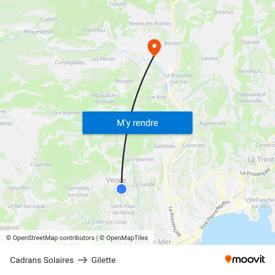Cadrans Solaires to Gilette map
