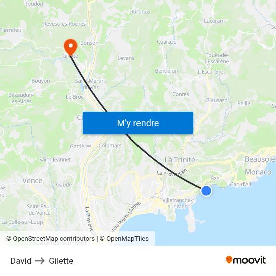 David to Gilette map