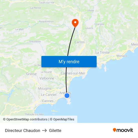 Directeur Chaudon to Gilette map