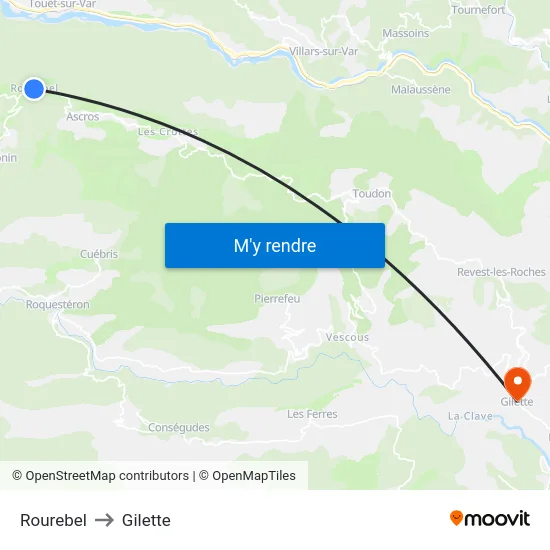 Rourebel to Gilette map