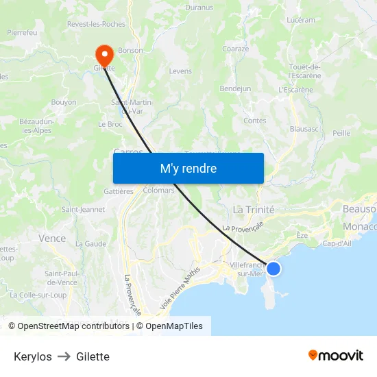 Kerylos to Gilette map