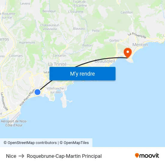 Nice to Roquebrune-Cap-Martin Principal map