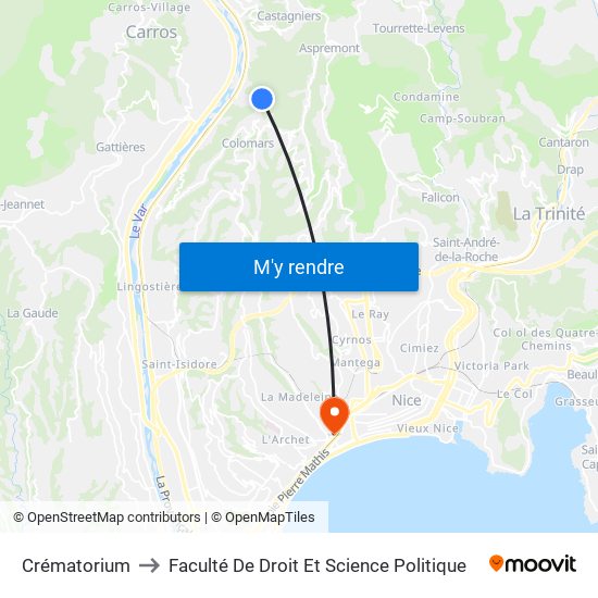 Crématorium to Faculté De Droit Et Science Politique map