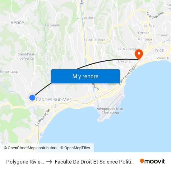 Polygone Riviera to Faculté De Droit Et Science Politique map