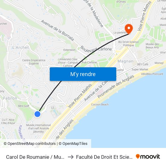 Carol De Roumanie / Musée D'Art Naïf to Faculté De Droit Et Science Politique map