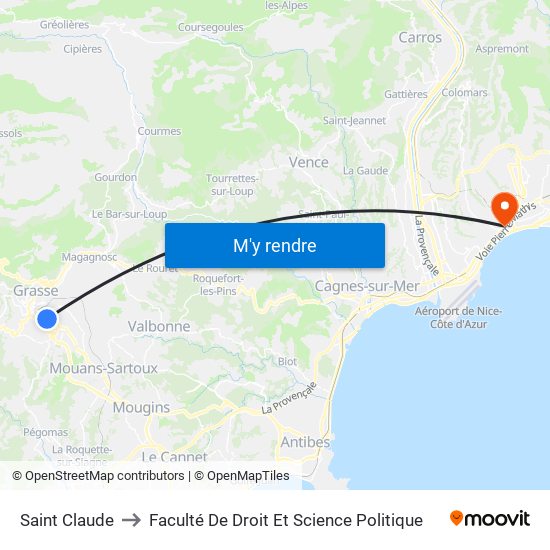Saint Claude to Faculté De Droit Et Science Politique map