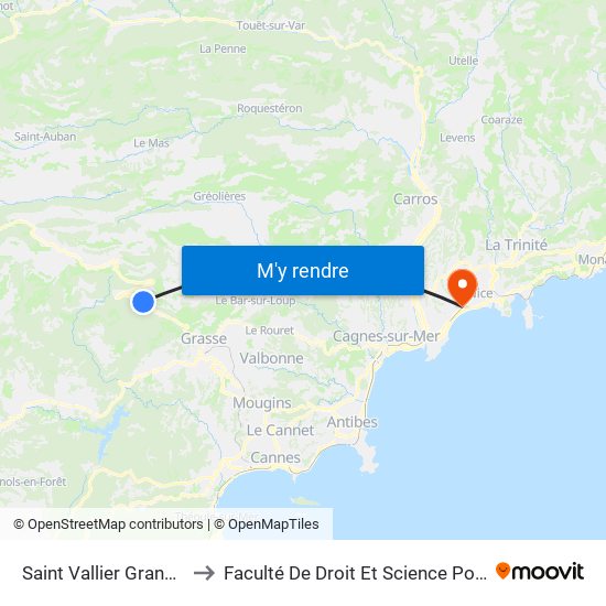 Saint Vallier Grand Pre to Faculté De Droit Et Science Politique map