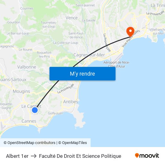 Albert 1er to Faculté De Droit Et Science Politique map