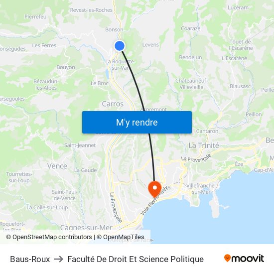 Baus-Roux to Faculté De Droit Et Science Politique map