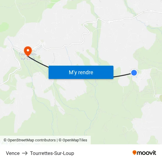 Vence to Tourrettes-Sur-Loup map