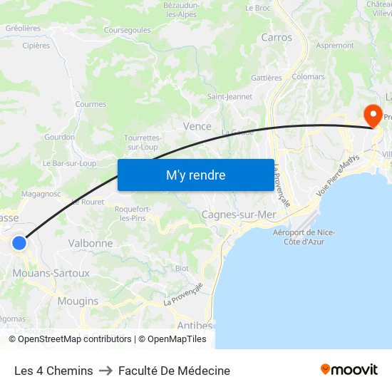 Les 4 Chemins to Faculté De Médecine map