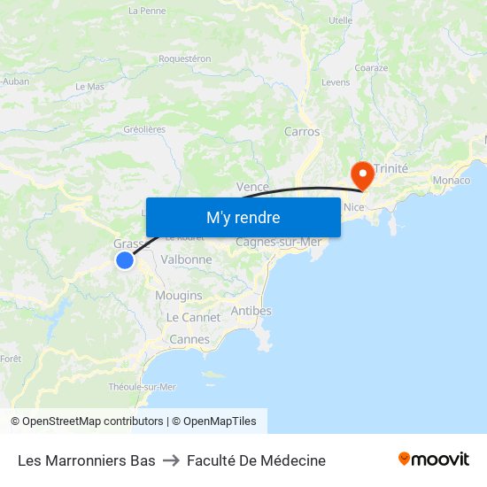 Les Marronniers Bas to Faculté De Médecine map