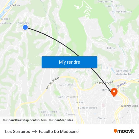 Les Serraires to Faculté De Médecine map