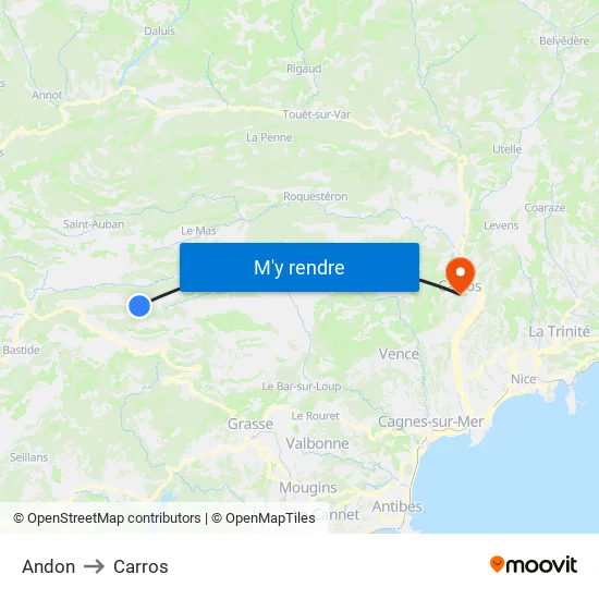 Andon to Carros map