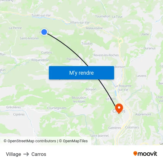Village to Carros map