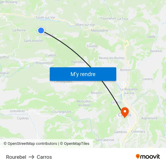 Rourebel to Carros map