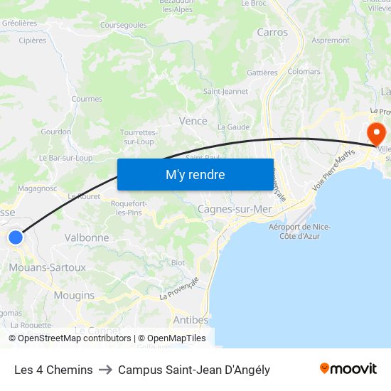 Les 4 Chemins to Campus Saint-Jean D'Angély map