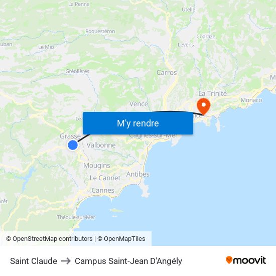 Saint Claude to Campus Saint-Jean D'Angély map