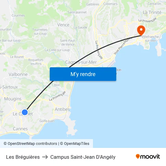 Les Bréguières to Campus Saint-Jean D'Angély map
