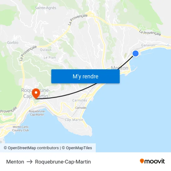 Menton to Roquebrune-Cap-Martin map
