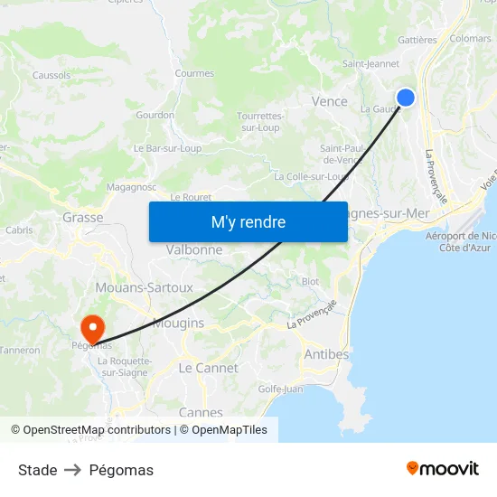 Stade to Pégomas map