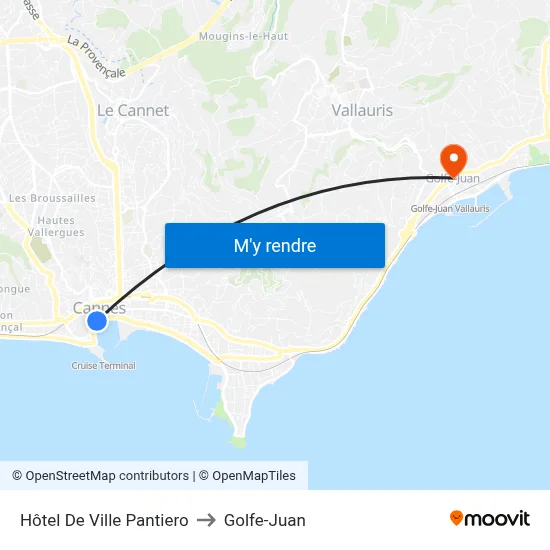 Hôtel De Ville Pantiero to Golfe-Juan map