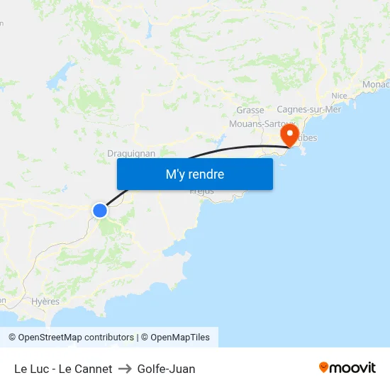 Le Luc - Le Cannet to Golfe-Juan map