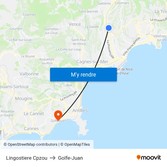 Lingostiere Cpzou to Golfe-Juan map