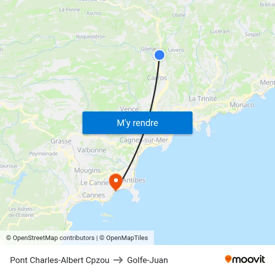 Pont Charles-Albert Cpzou to Golfe-Juan map