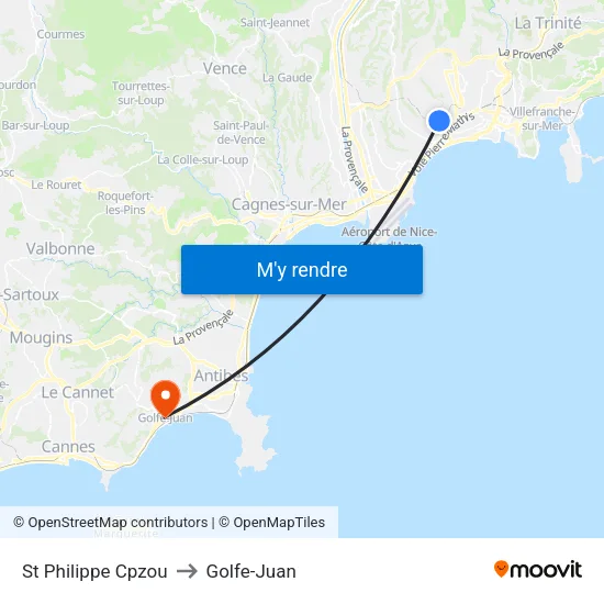 St Philippe Cpzou to Golfe-Juan map