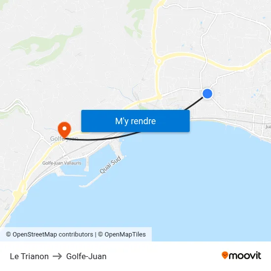 Le Trianon to Golfe-Juan map
