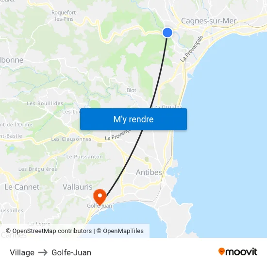 Village to Golfe-Juan map