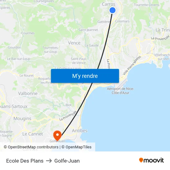 Ecole Des Plans to Golfe-Juan map