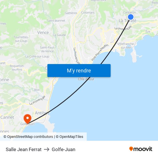 Salle Jean Ferrat to Golfe-Juan map