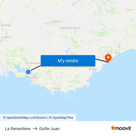 La Renardiere to Golfe-Juan map