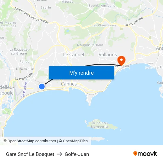 Gare Sncf Le Bosquet to Golfe-Juan map