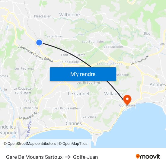 Gare De Mouans Sartoux to Golfe-Juan map