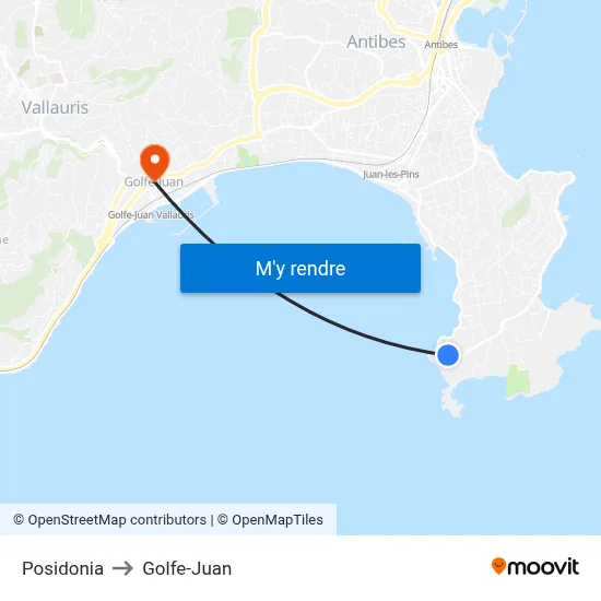 Posidonia to Golfe-Juan map