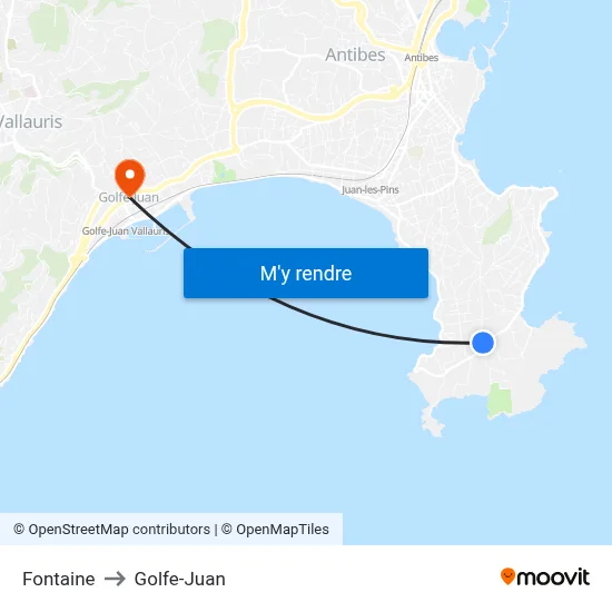 Fontaine to Golfe-Juan map